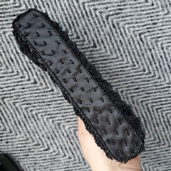 Vintage Black Beaded Purse – Art Deco 1920s Style Mini Evening Bag - Picture 3 of 10